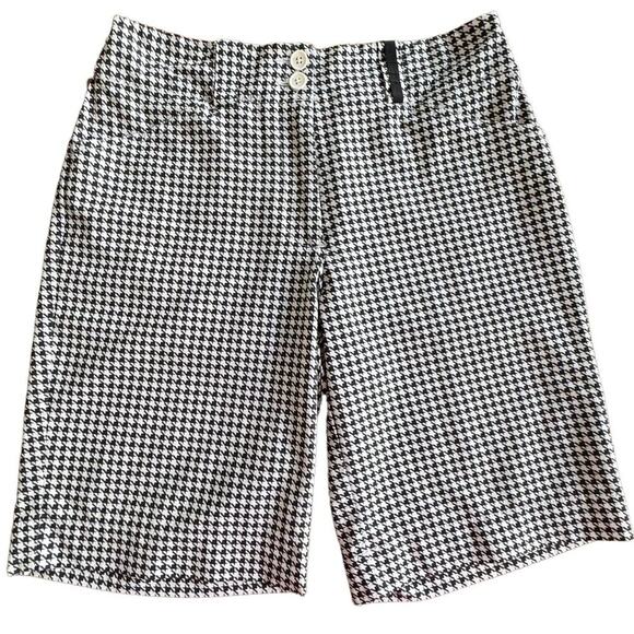Nike Pants - 🍀 Nike Golf Womens FitDry Shorts Black White Houndstooth Pockets Logo Zip 2